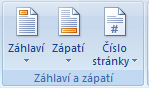 Panel Záhlaví a zápatí