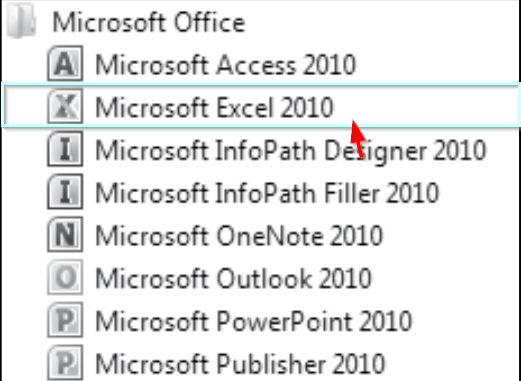 Otevření programu ve Windows 7 