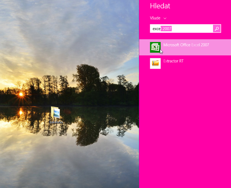 Otevření Excelu ve Windows 8
