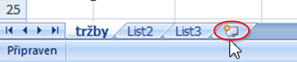 Přidání nového listu
