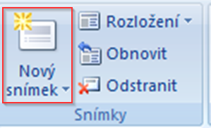 Tlačítko Nový snímek