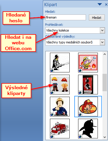 Vložení klipartu